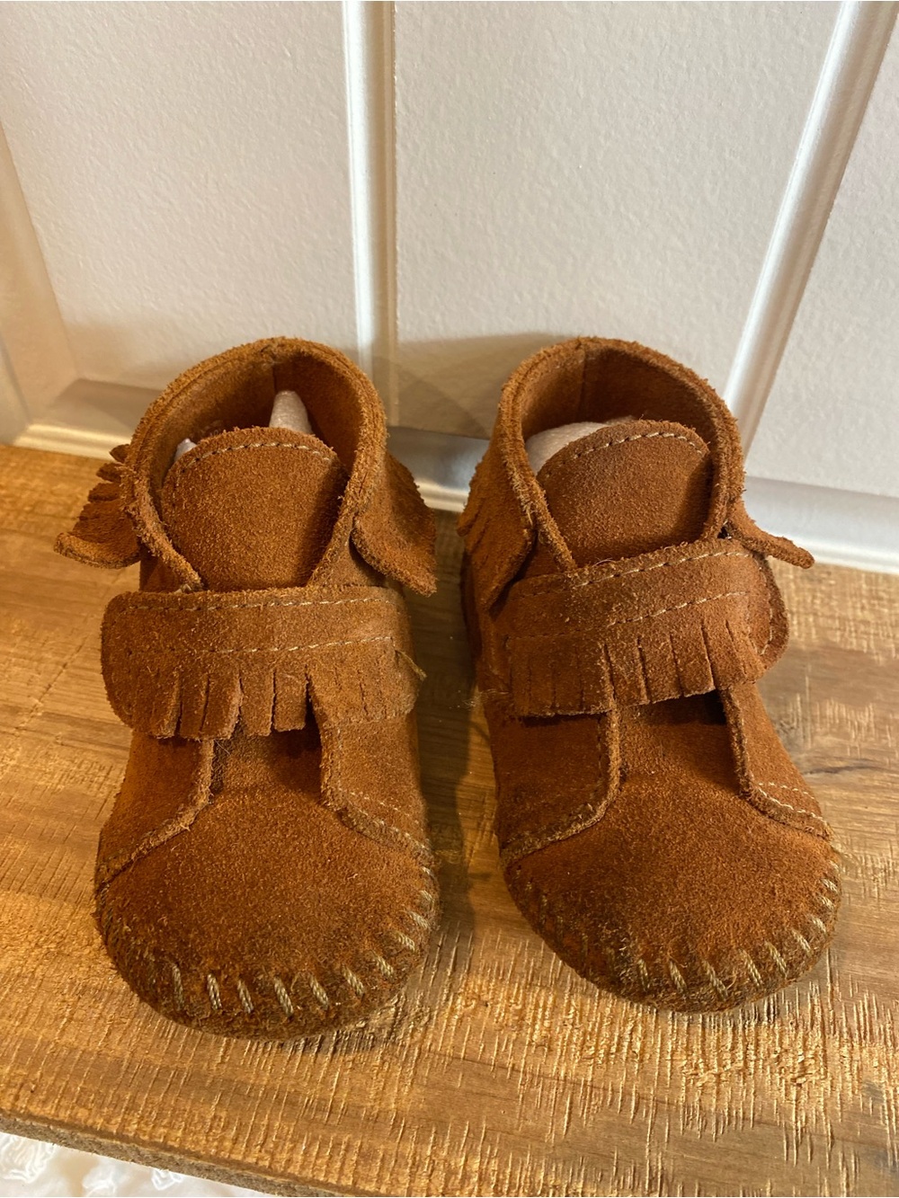 Minnetonka Toddler Chestnut Suede Fringe Moccasins - Picture 1 of 10
